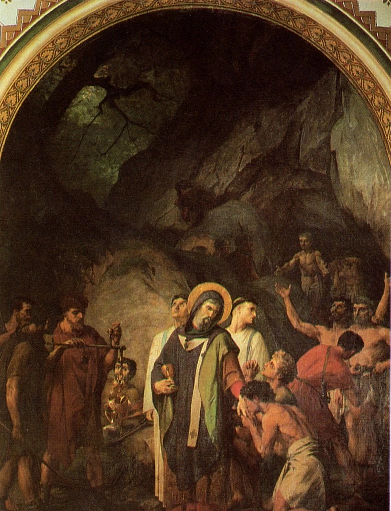 Sant'Ambrogio consegna i vasi sacri della sua chiesa per la redenzione dei prigionieri - Chiesa di Saint, Ambroise, Parigi
